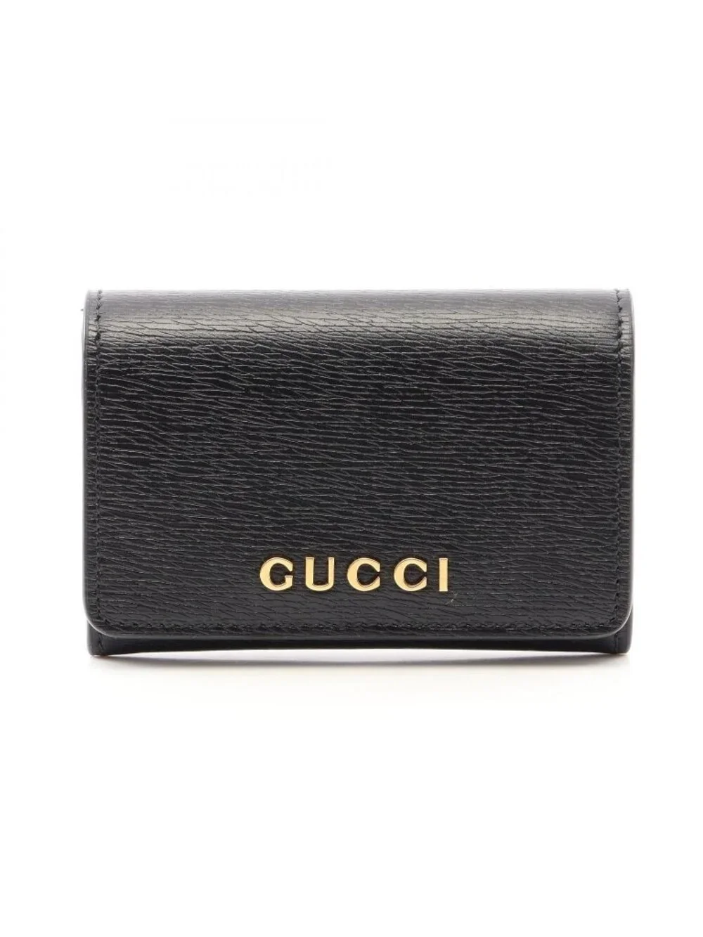 Gucci Card Slot Script Black Leather